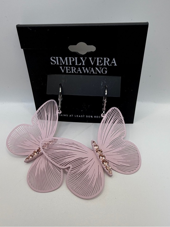 Simply Vera Vera Wang Jewelry - Simply Vera Vera Wang Pink Butterfly Statement Earrings NWT Rhinestone Accent